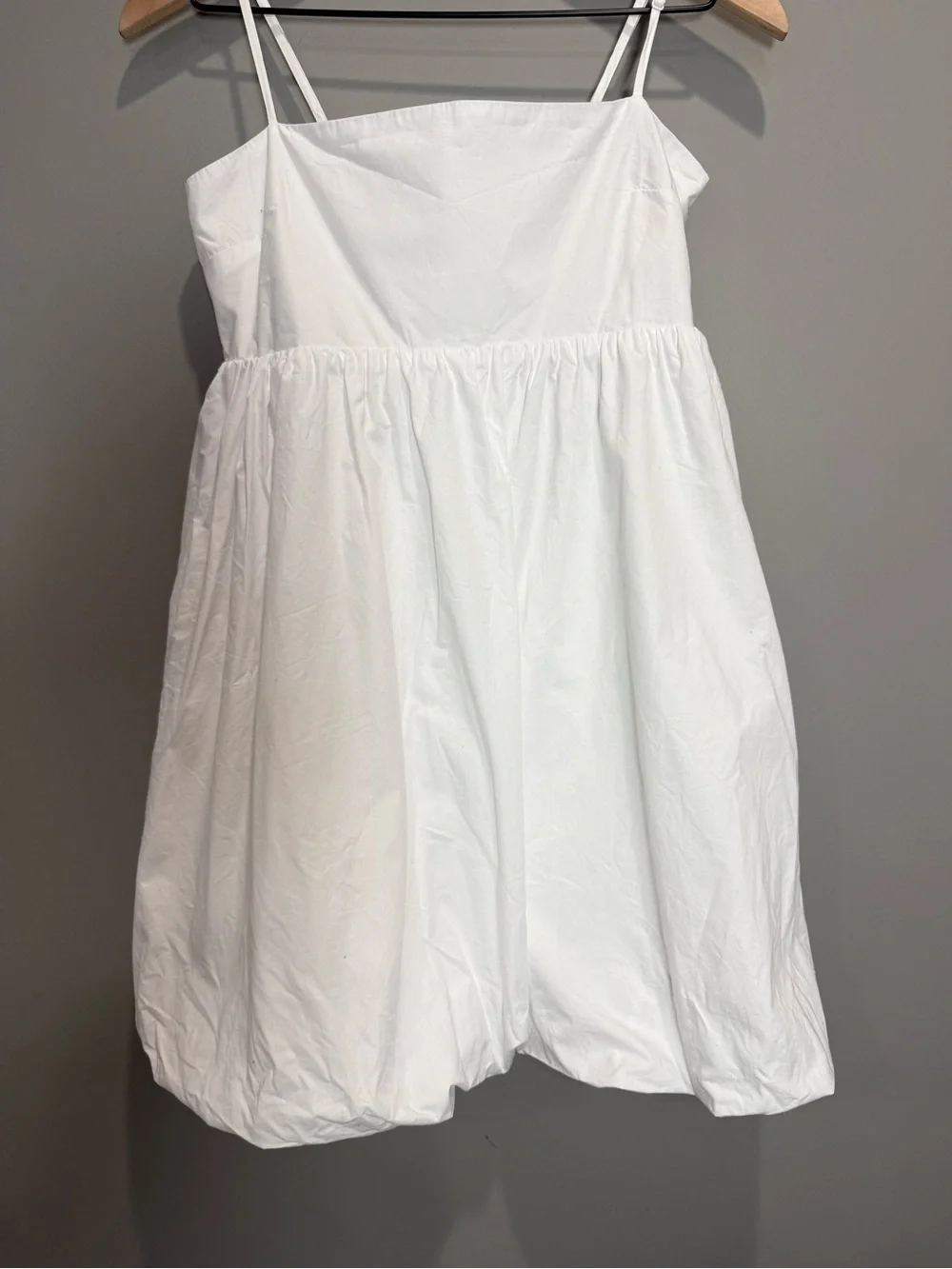 Aritzia Sunday Best Elio Poplin Dress M White Bubble Hem Cotton Mini Sorority